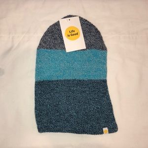 Life is Good Striped No Pom Beanie